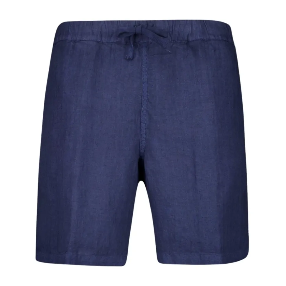 Navy Blue Linen Bermuda Shorts