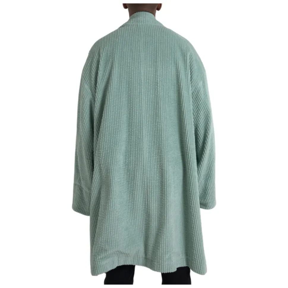 Niebieska Corduroy Trench Coat Kurtka