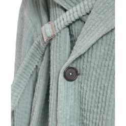 Niebieska Corduroy Trench Coat Kurtka