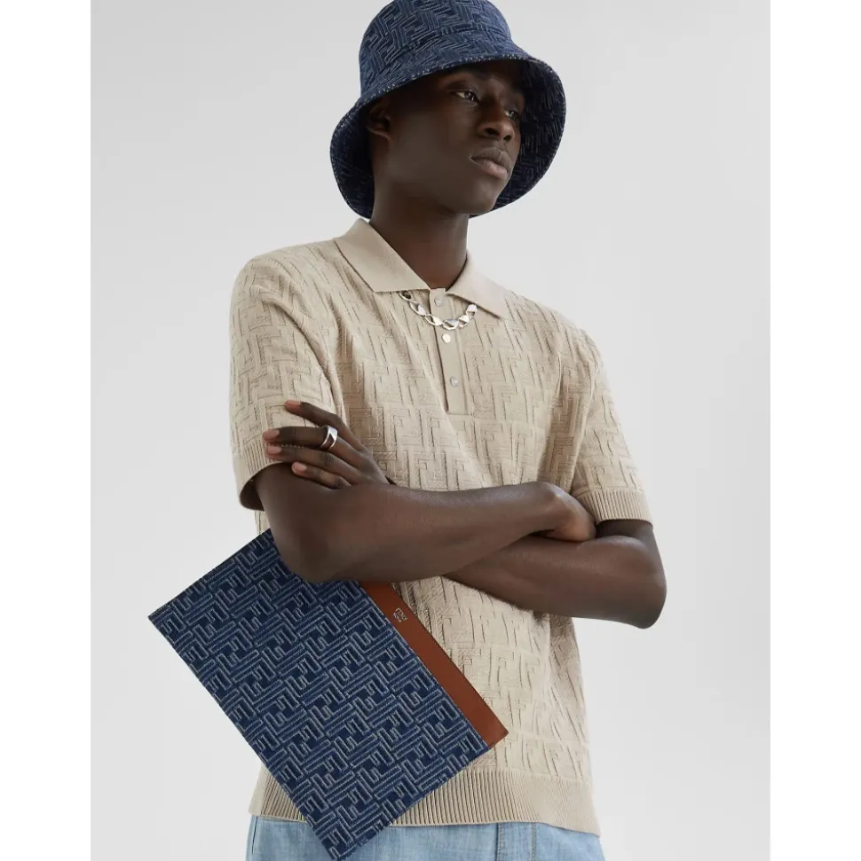 Niebieski Denim Bucket Hat Made in Italy