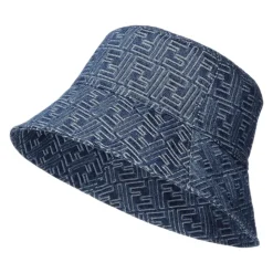 Niebieski Denim Bucket Hat Made in Italy
