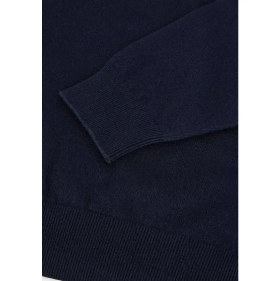 Niebieski Sweter z Half-Zipem