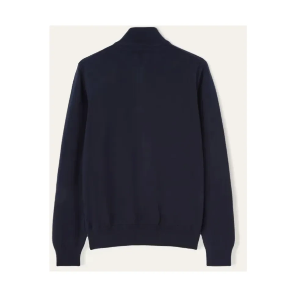 Niebieski Sweter z Half-Zipem
