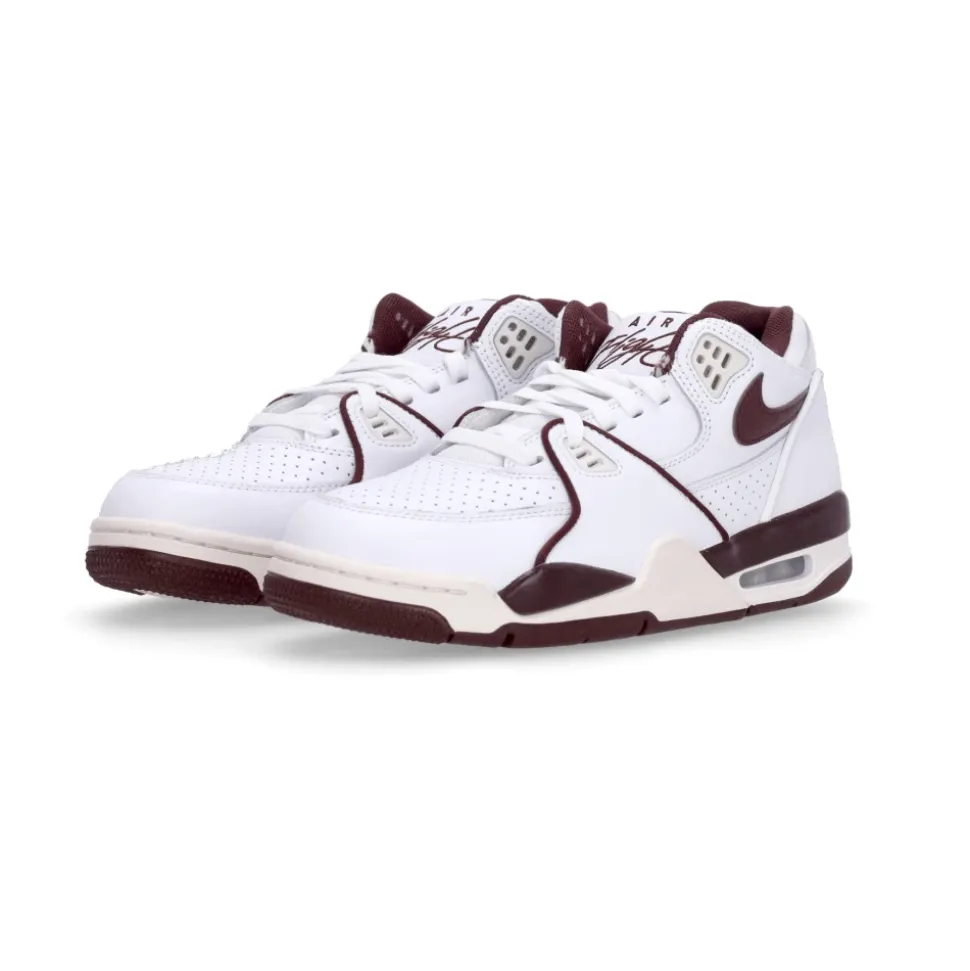 Niski Biało-Bordowy Sneaker w Stylu Flight