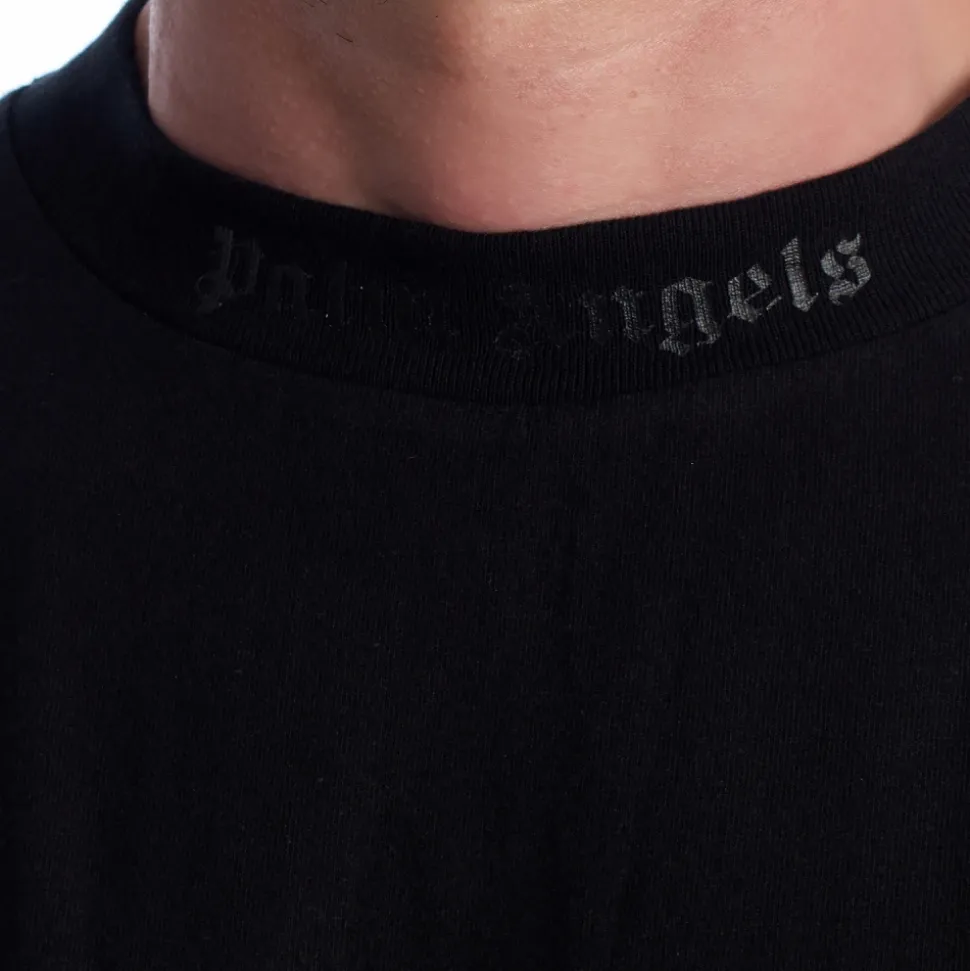 Oversized T-Shirt z logo z brokatem przy dekolcie