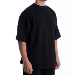 Oversized T-Shirt z logo z brokatem przy dekolcie