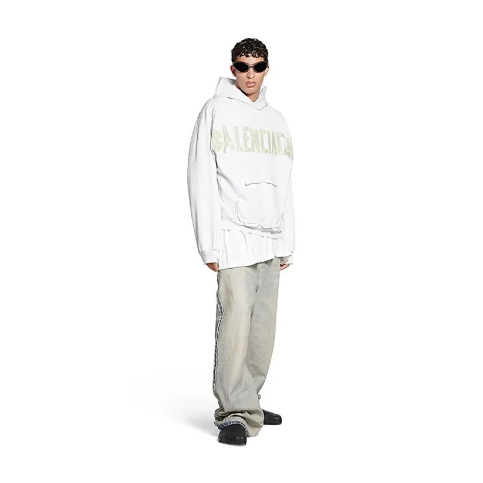 Oversized Unisex Hoodie z zniszczonym logo