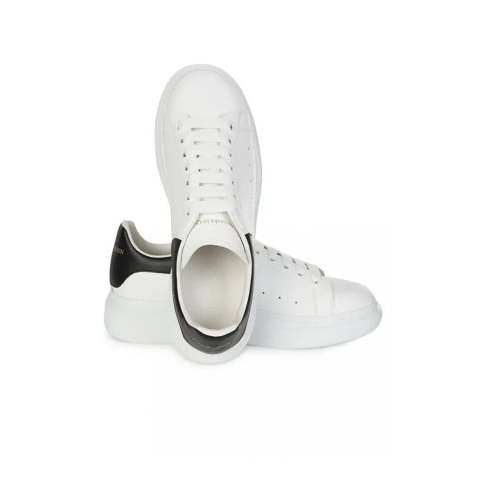 Oversized White/Black Leather low-top sneakers