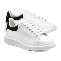 Oversized White/Black Leather low-top sneakers