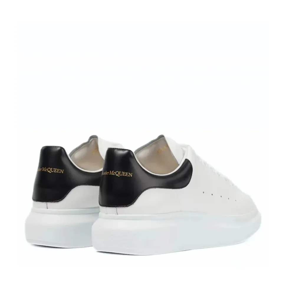 Oversized White/Black Leather low-top sneakers