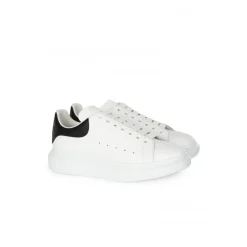 Oversized White/Black Leather low-top sneakers