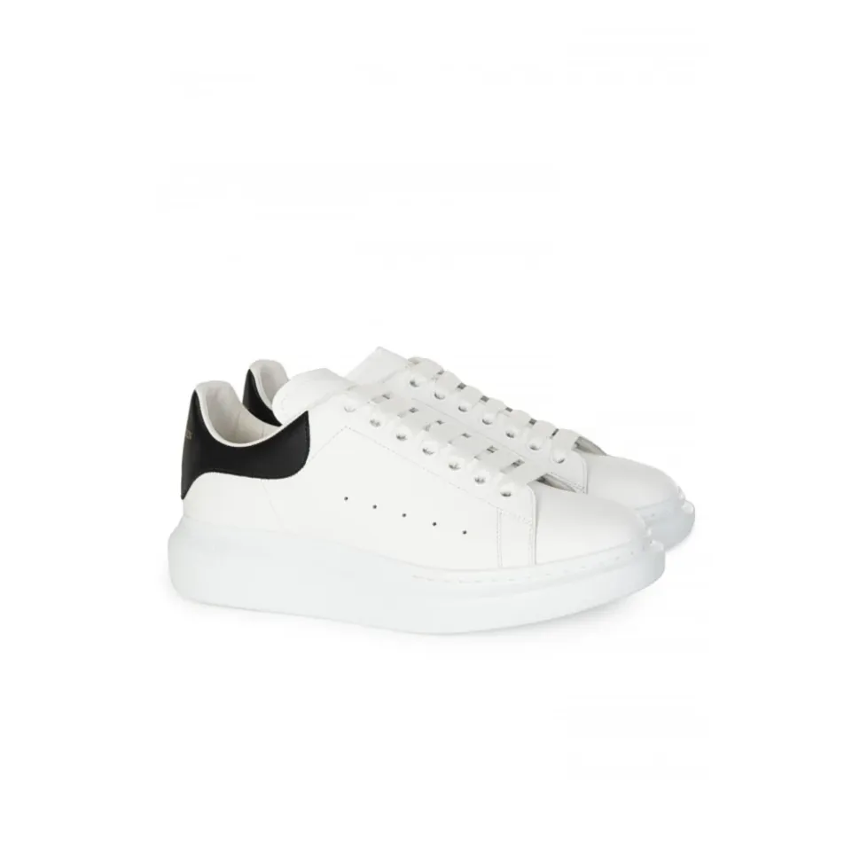 Oversized White/Black Leather low-top sneakers
