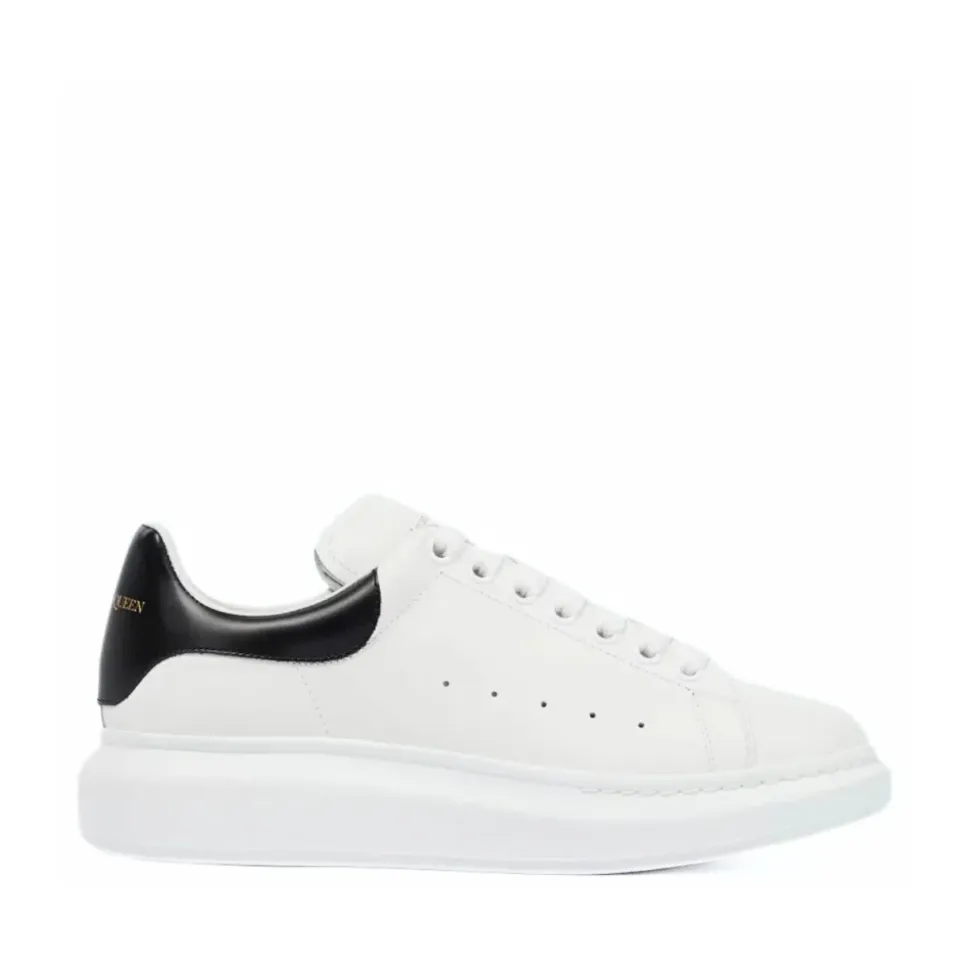 Oversized White/Black Leather low-top sneakers