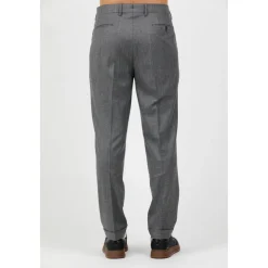 Pantalone relaxed fit con pinces e bottoni bretella in flanella