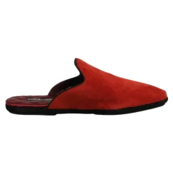 Pomarańczowe Zamszowe Klapki Buty