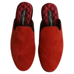 Pomarańczowe Zamszowe Klapki Buty