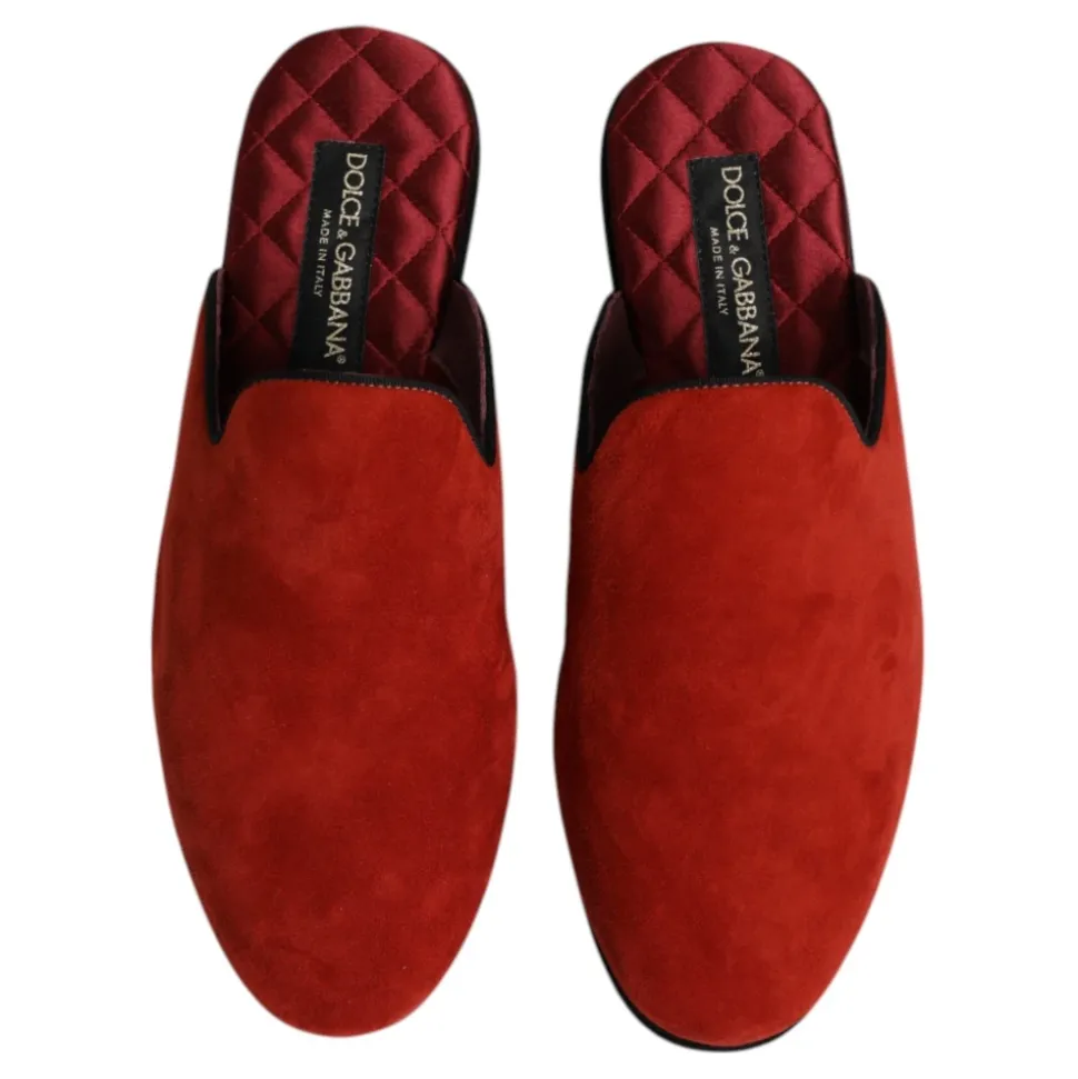 Pomarańczowe Zamszowe Klapki Buty