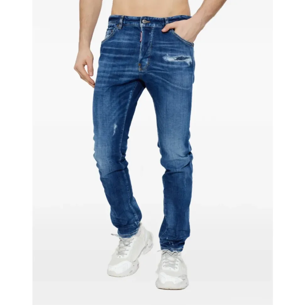 Premium Navy Blue Slim Fit Cotton Jeans