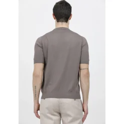 Prążkowany T-shirt z dzianiny z okrągłym dekoltem