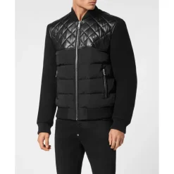 Puffer Leather Bomber Jacket