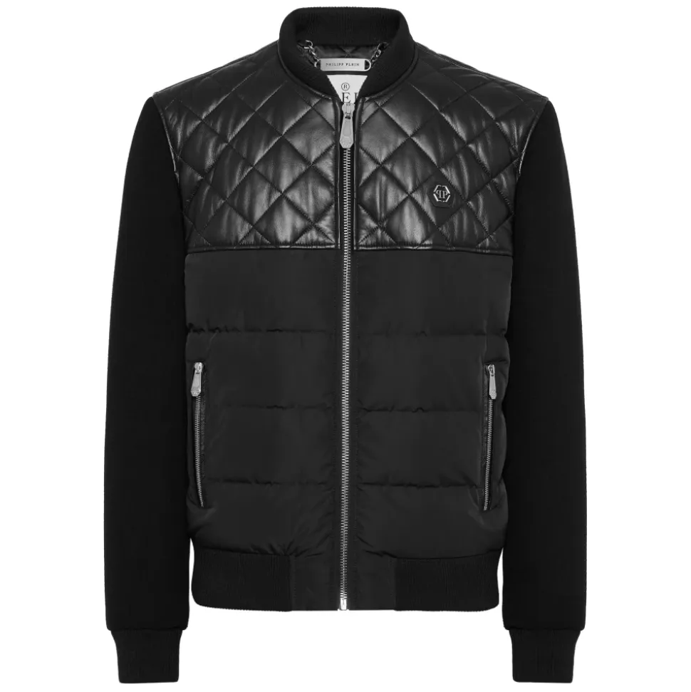 Puffer Leather Bomber Jacket