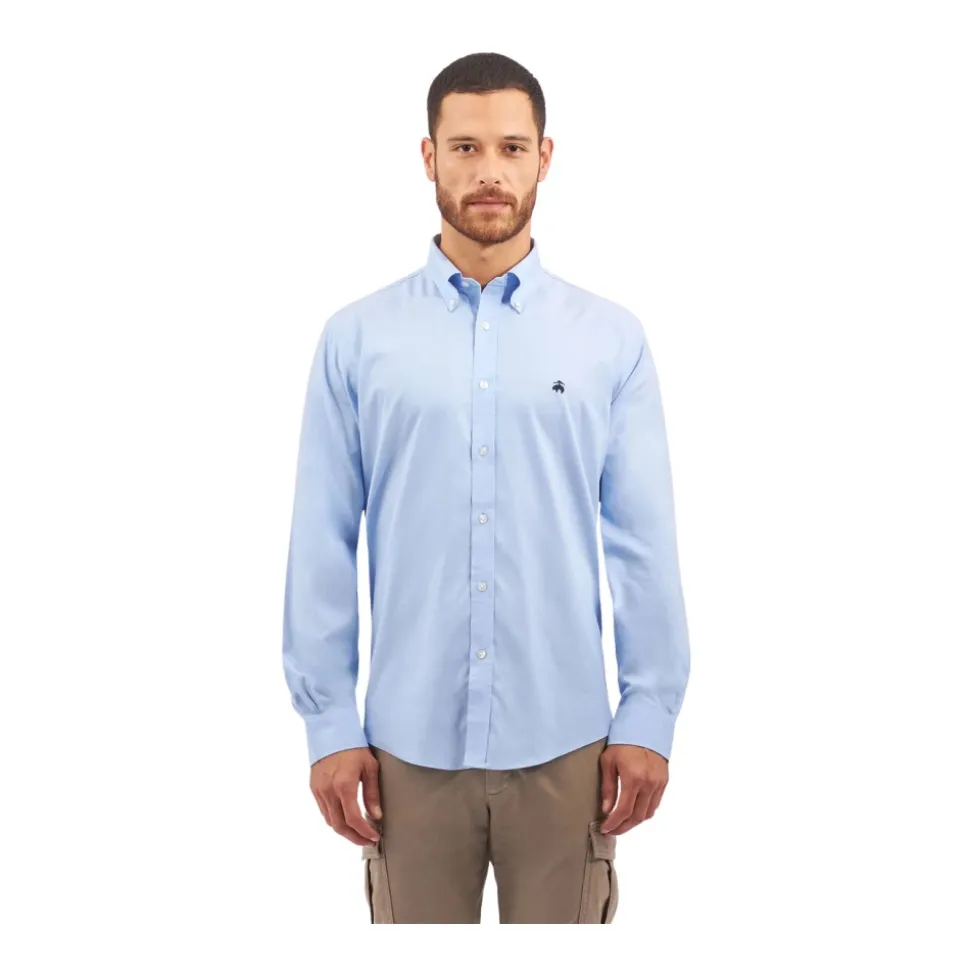 Regular Fit Non-Iron Stretch Supima Cotton Casual Shirt with Button Down Collar