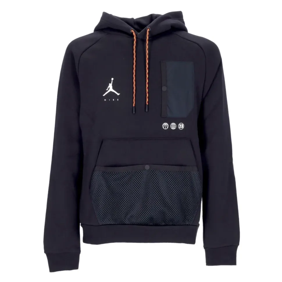 Statement Fleece Hoodie Czarny