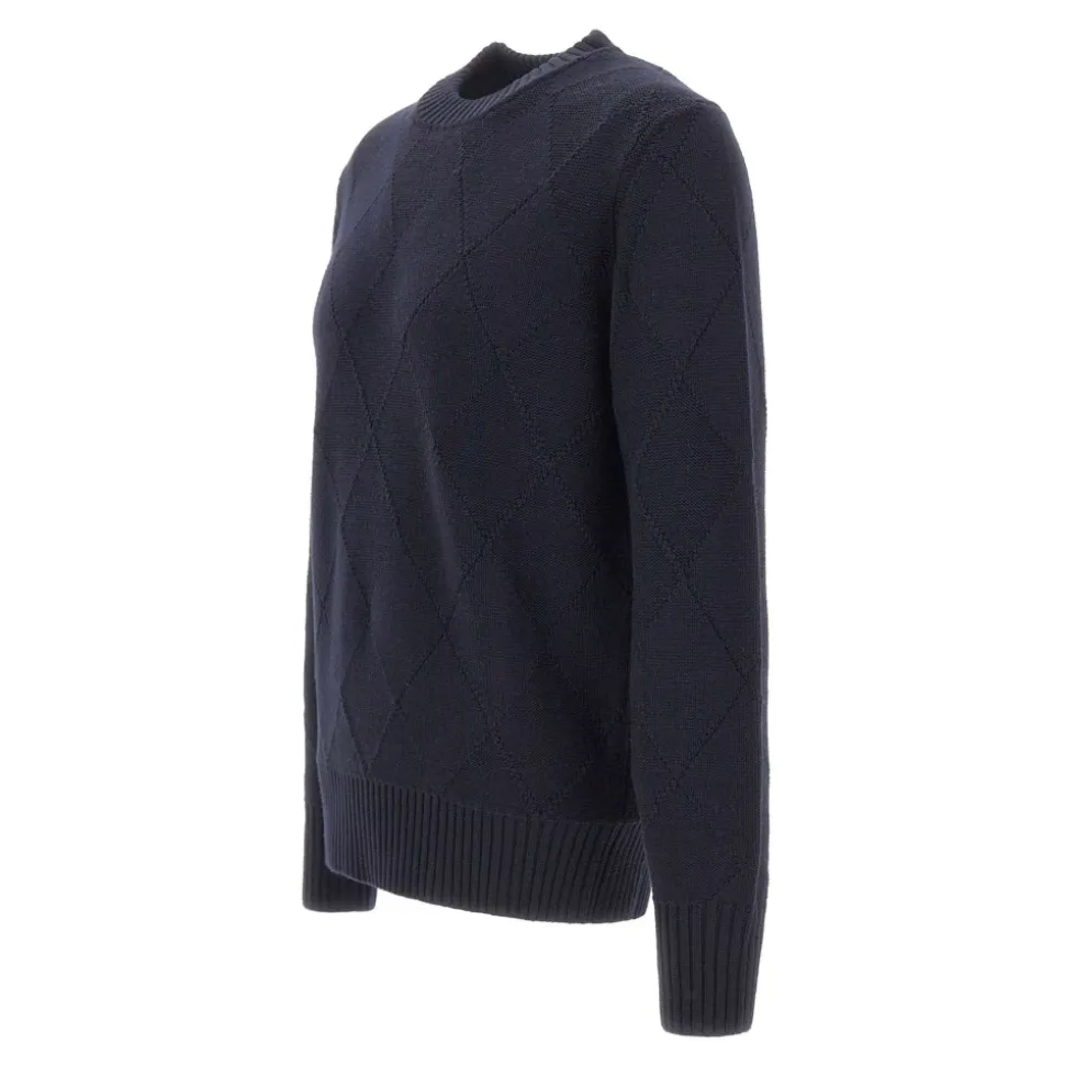 Sweter z dekoltem okrągłym o diamentowym splocie