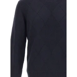 Sweter z dekoltem okrągłym o diamentowym splocie
