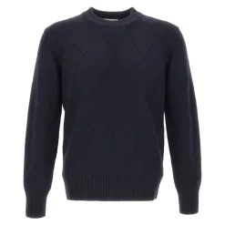 Sweter z dekoltem okrągłym o diamentowym splocie