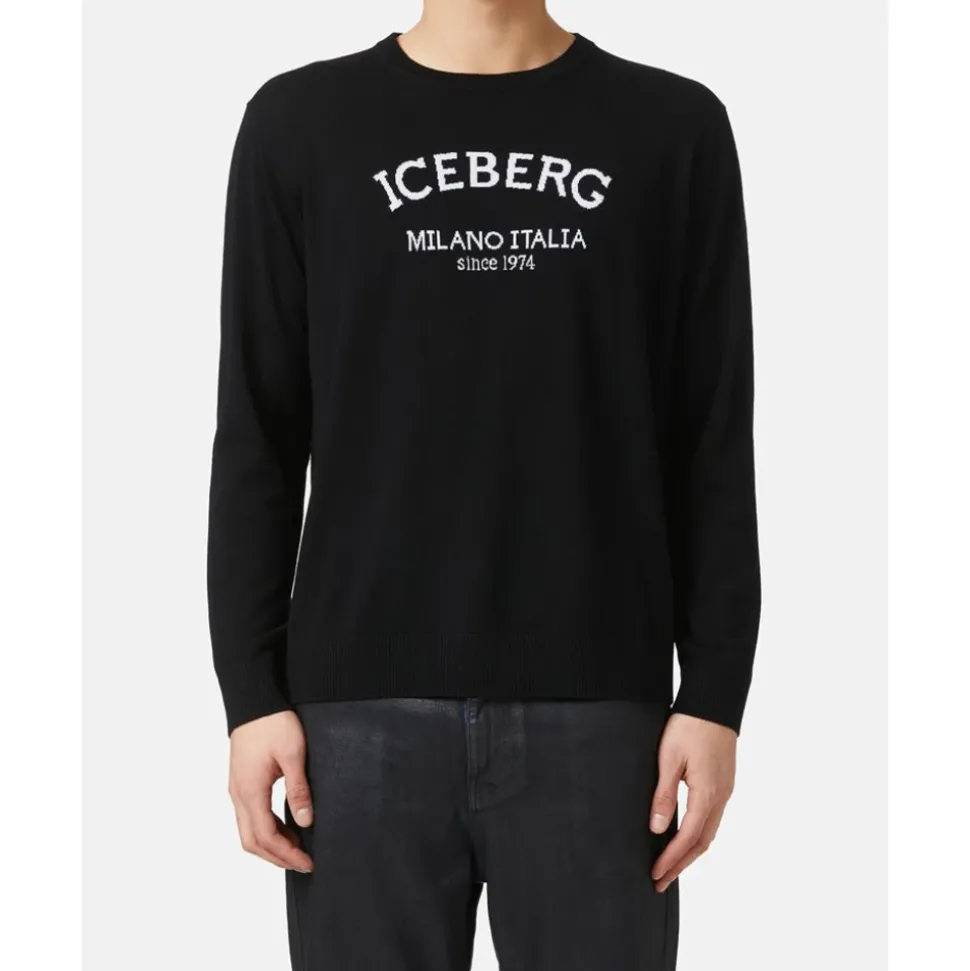 Sweter z okrągłym dekoltem z logo