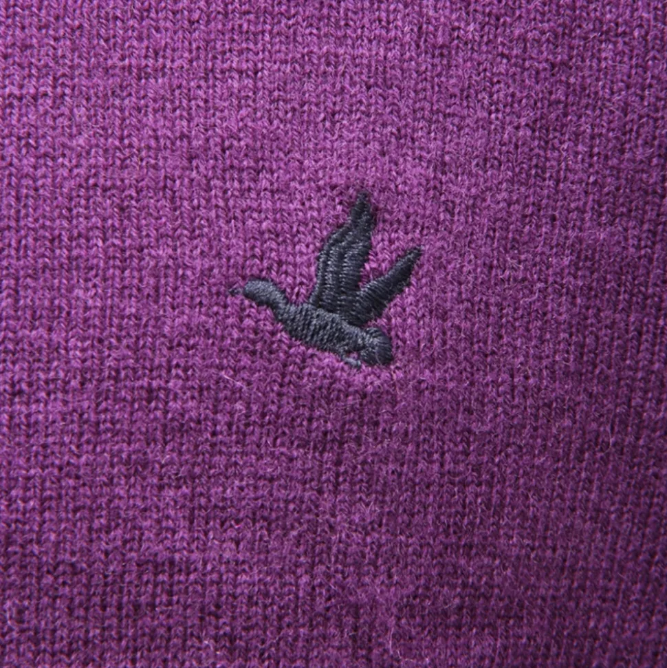 Sweter z Wełny Fioletowy Włoski Styl