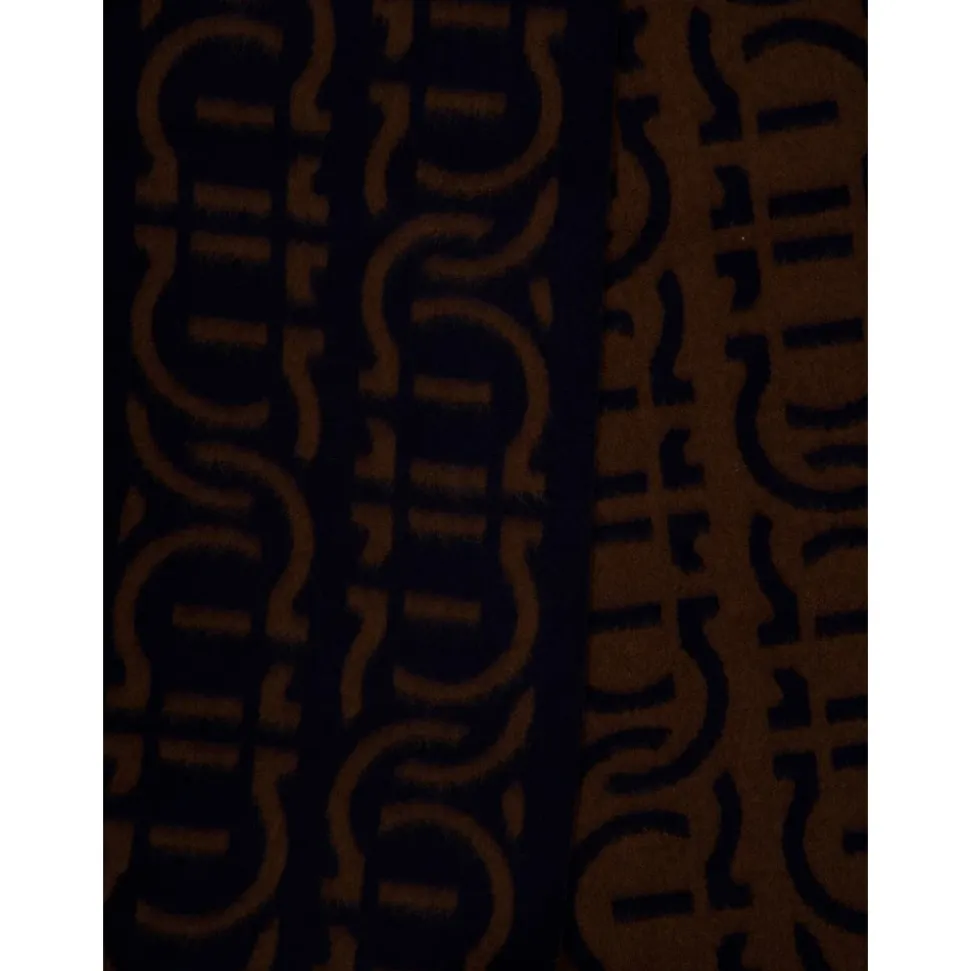 Szal Gancini Jacquard w Espresso & Midnight Blue