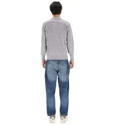 Szara Sweterowa Bluza Styl Polo