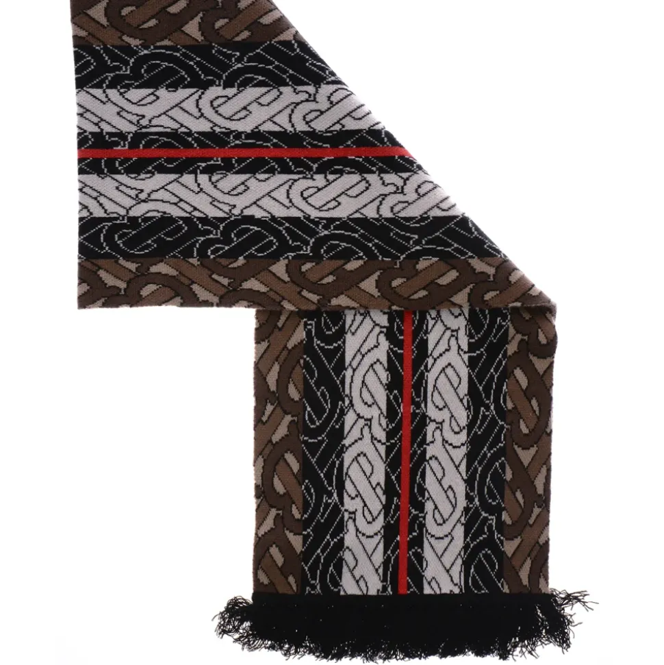 TB Monogram Stripe Knit Football Scarf