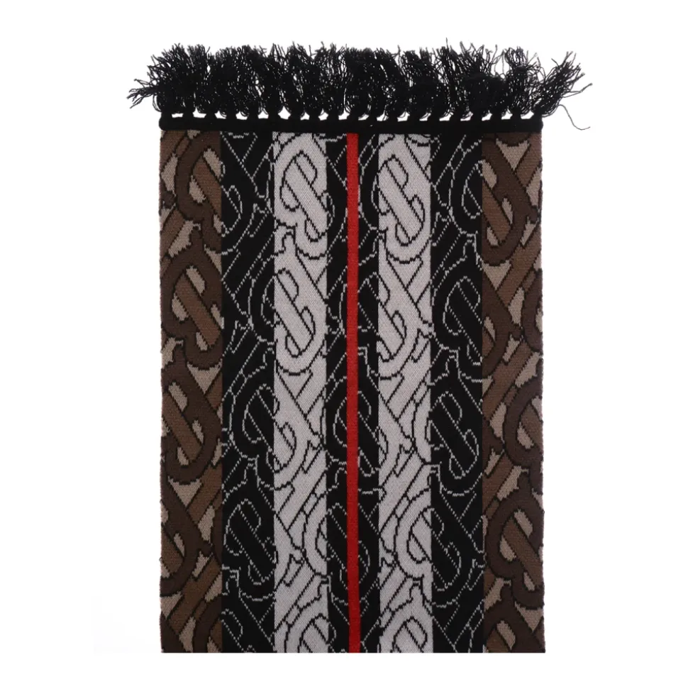 TB Monogram Stripe Knit Football Scarf