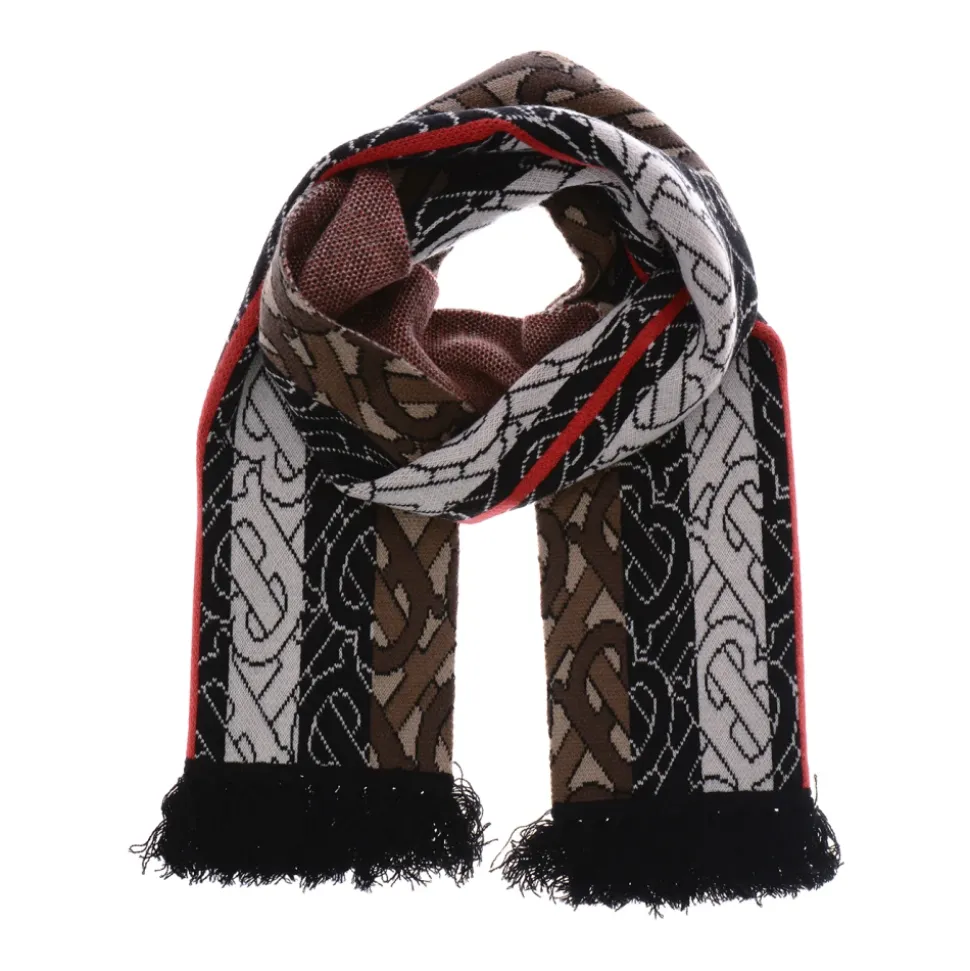 TB Monogram Stripe Knit Football Scarf