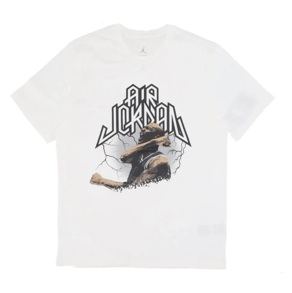 T-shirt Graficzny Biały/Czarny Krótki Rękaw