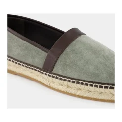 Zielone Espadryle z cielistej skóry cielęcej