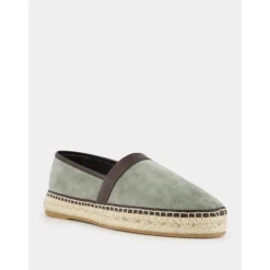 Zielone Espadryle z cielistej skóry cielęcej