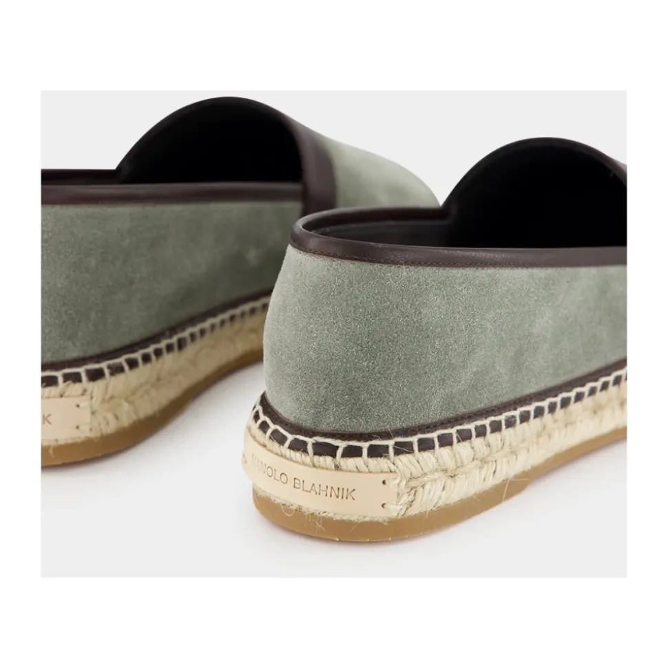 Zielone Espadryle z cielistej skóry cielęcej