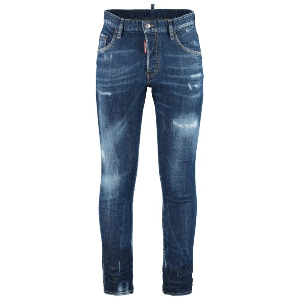 Zniszczone Jeansy 5-Pocket z Metalowymi Detalami
